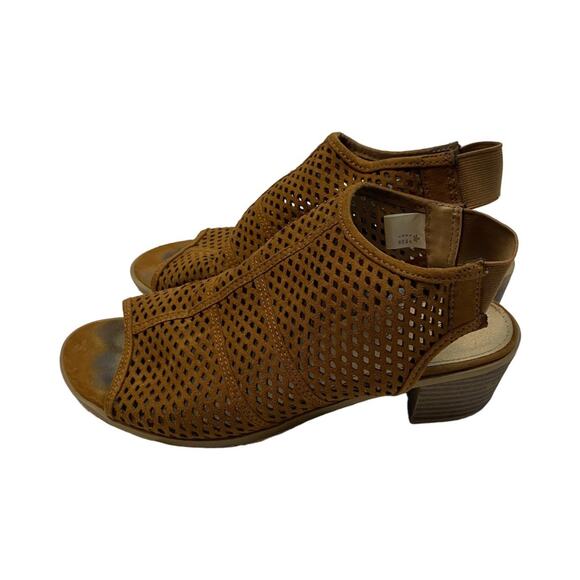 American Eagle Women's Camel Vida Block Open-toe Sling Back‎ Heels Size 8 - Picture 1 of 8